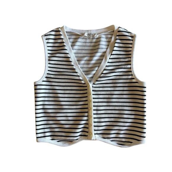 Atelier by Kirious White Striped Sleeveless Crop Top Preppy Medium M - Picture 3 of 7